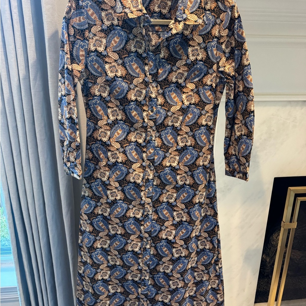 J. McLaughlin Paisley Button-Front Midi Dress - Blue & Brown